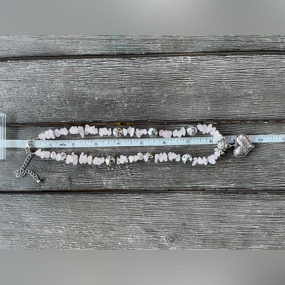 Rose Quartz and Silver-tone Heart Positive Affirmation Necklace - Picture 2 of 6
